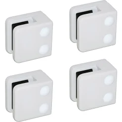 MySystem Garde-Corps, Balustrade<4 x Pince à verre plate modèle 01 - Ep. verre 10 mm - Zamak blanc RAL 9016