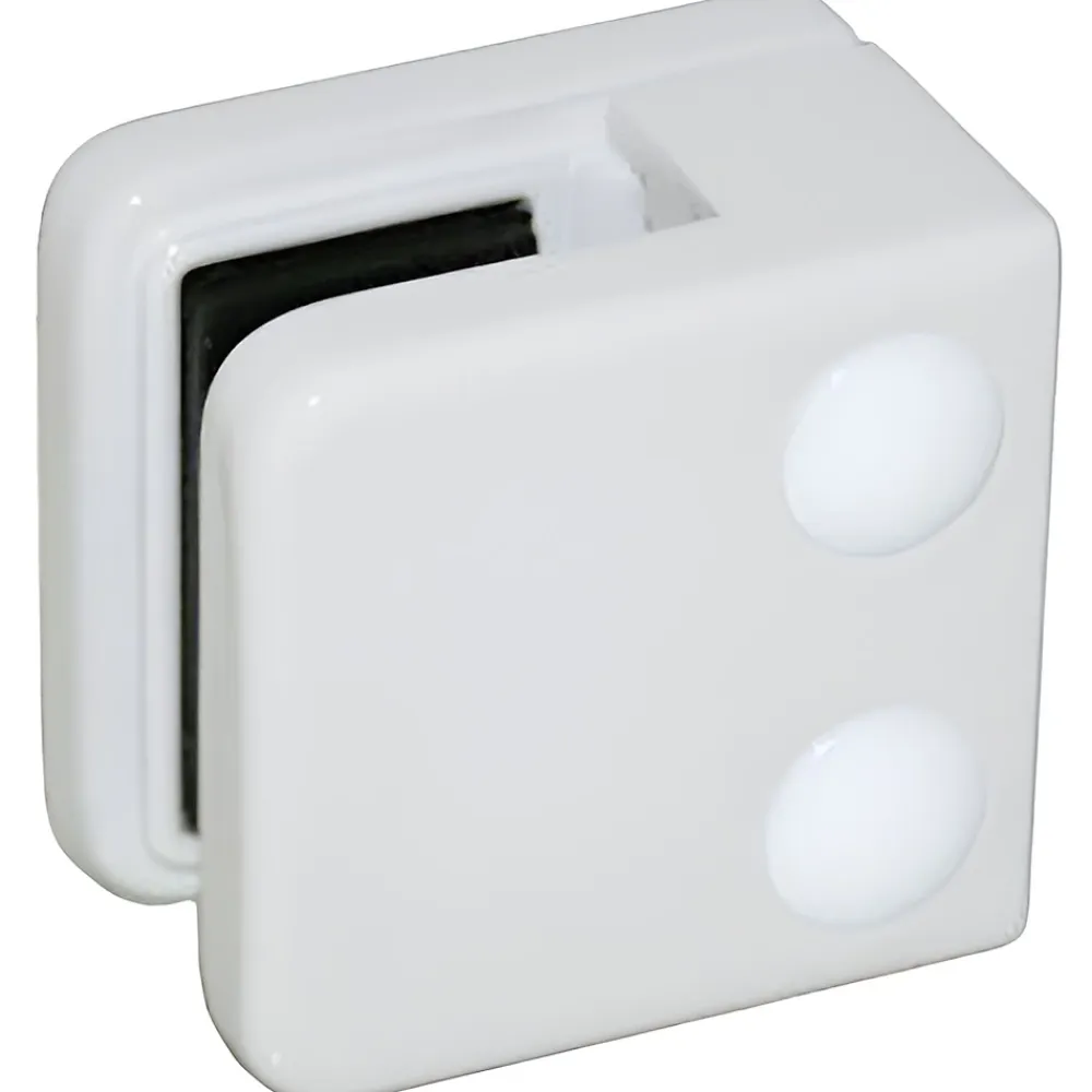 MySystem Garde-Corps, Balustrade<4 x Pince à verre plate modèle 01 - Ep. verre 10 mm - Zamak blanc RAL 9016
