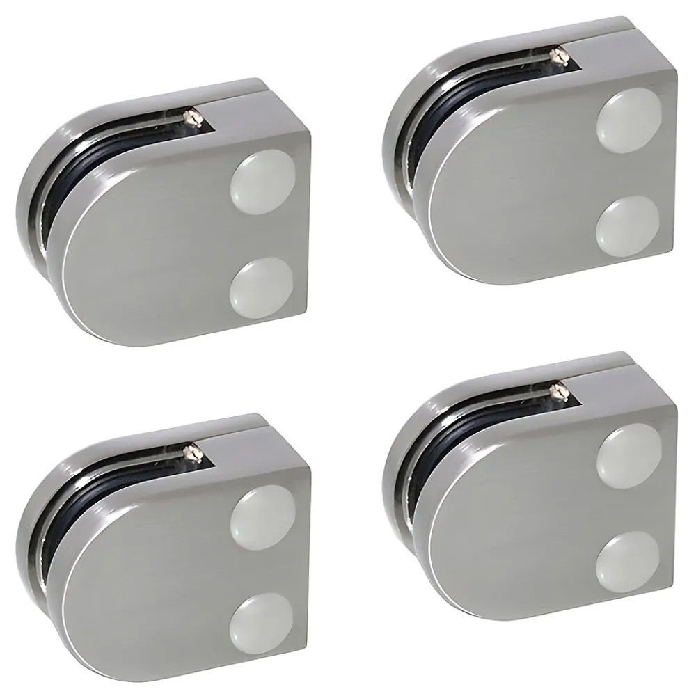 MySystem Garde-Corps, Balustrade<4 x Pince à verre plate modèle 00 - Ep. verre 6 mm - Inox 304 brossé GR320