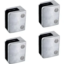 MySystem Garde-Corps, Balustrade<4 x Pince à verre plate modèle 04 - Ep. verre 16,76 mm - Zamak brut