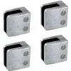 MySystem Garde-Corps, Balustrade<4 x Pince à verre plate modèle 06 - Ep. verre 12 mm - Zamak brut