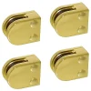 MySystem 4 x Pince à verre plate modèle 00 - Ep. verre 6 mm - Zamak aspect laiton- Garde-Corps, Balustrade