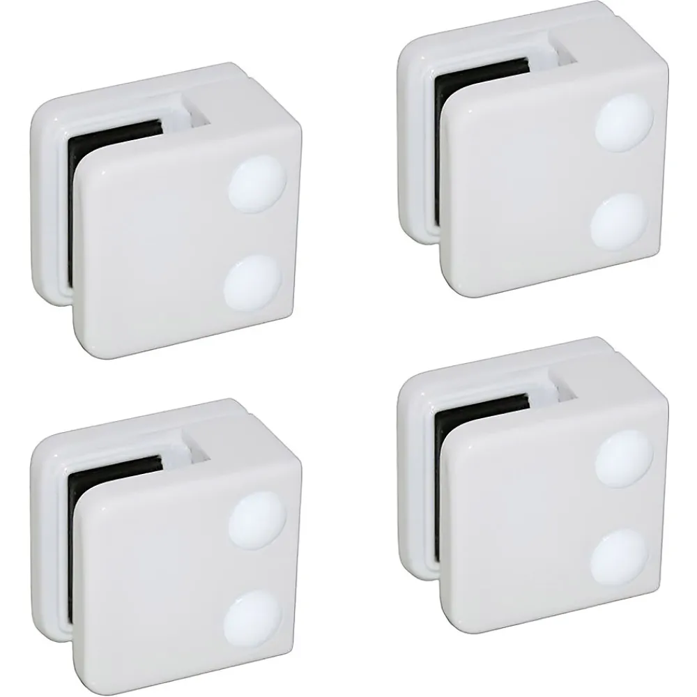 MySystem 4 x Pince à verre plate modèle 01 - Ep. verre 8,76 mm - Zamak blanc RAL 9016- Garde-Corps, Balustrade