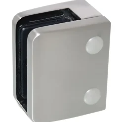 MySystem 4 x Pince à verre plate modèle 04 - Ep. verre 12,76 mm - Zamak aspect inox brossé- Garde-Corps, Balustrade