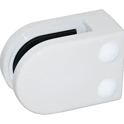 MySystem Garde-Corps, Balustrade<4 x Pince à verre plate modèle 02 - Ep. verre 8 mm - Zamak blanc RAL 9016