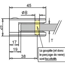 MySystem 4 x Pince à verre plate modèle 21 - Ep. verre 8,76 mm - Inox 304 brossé GR320- Garde-Corps, Balustrade