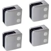 MySystem Garde-Corps, Balustrade<4 x Pince à verre plate modèle 06 - Ep. verre 8 mm - Zamak aspect inox brossé