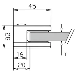 MySystem 4 x Pince à verre plate modèle 01 - Ep. verre 6,76 mm - Zamak aspect inox brossé- Garde-Corps, Balustrade