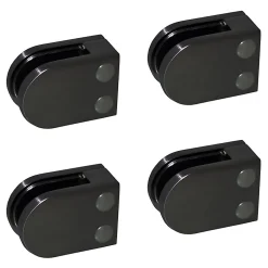 MySystem Garde-Corps, Balustrade<4 x Pince à verre plate modèle 02 - Ep. verre 10 mm - Inox noir anthracite