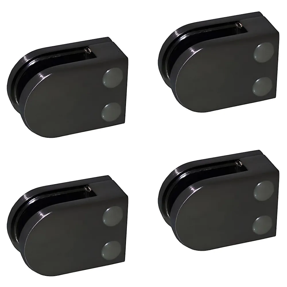 MySystem Garde-Corps, Balustrade<4 x Pince à verre plate modèle 02 - Ep. verre 10 mm - Inox noir anthracite