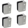 MySystem 4 x Pince à verre plate modèle 04 - Ep. verre 11,52 mm - Zamak aspect inox brossé- Garde-Corps, Balustrade