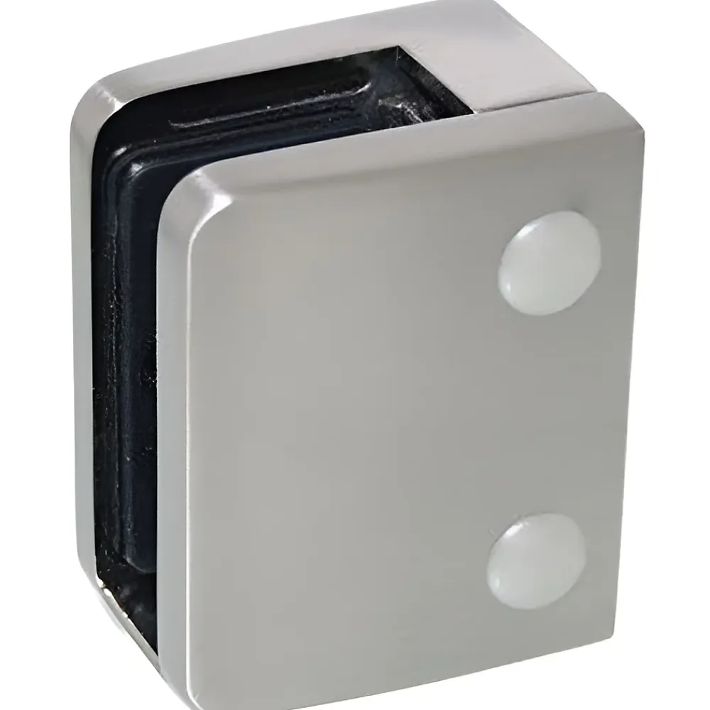 MySystem 4 x Pince à verre plate modèle 04 - Ep. verre 11,52 mm - Zamak aspect inox brossé- Garde-Corps, Balustrade