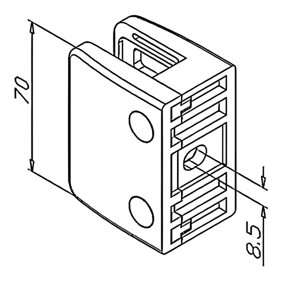 MySystem 4 x Pince à verre plate modèle 04 - Ep. verre 11,52 mm - Zamak aspect inox brossé- Garde-Corps, Balustrade