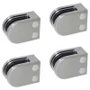 MySystem Garde-Corps, Balustrade<4 x Pince à verre plate modèle 05 - Ep. verre 10,76 mm - Zamak aspect inox brossé