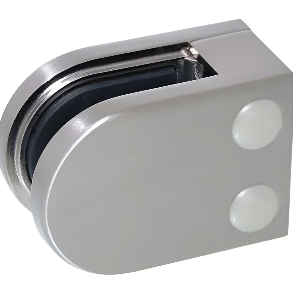 MySystem Garde-Corps, Balustrade<4 x Pince à verre plate modèle 05 - Ep. verre 10,76 mm - Zamak aspect inox brossé