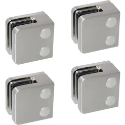 MySystem 4 x Pince à verre plate modèle 01 - Ep. verre 8,76 mm - Inox 316 brossé GR320- Garde-Corps, Balustrade