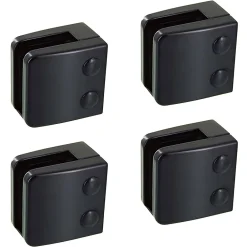 MySystem 4 x Pince à verre plate modèle 06 - Ep. verre 8 mm - Zamak noir RAL 9005- Garde-Corps, Balustrade