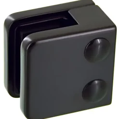 MySystem Garde-Corps, Balustrade<4 x Pince à verre plate modèle 01 - Ep. verre 10 mm - Zamak noir RAL 9005