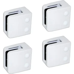 MySystem Garde-Corps, Balustrade<4 x Pince à verre plate modèle 06 - Ep. verre 12,76 mm - Zamak blanc RAL 9016