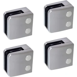 MySystem Garde-Corps, Balustrade<4 x Pince à verre plate modèle 06 - Ep. verre 9,52 mm - Inox 316 brossé GR320