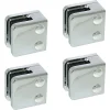 MySystem Garde-Corps, Balustrade<4 x Pince à verre plate modèle 01 - Ep. verre 9,52 mm - Zamak chromé brillant