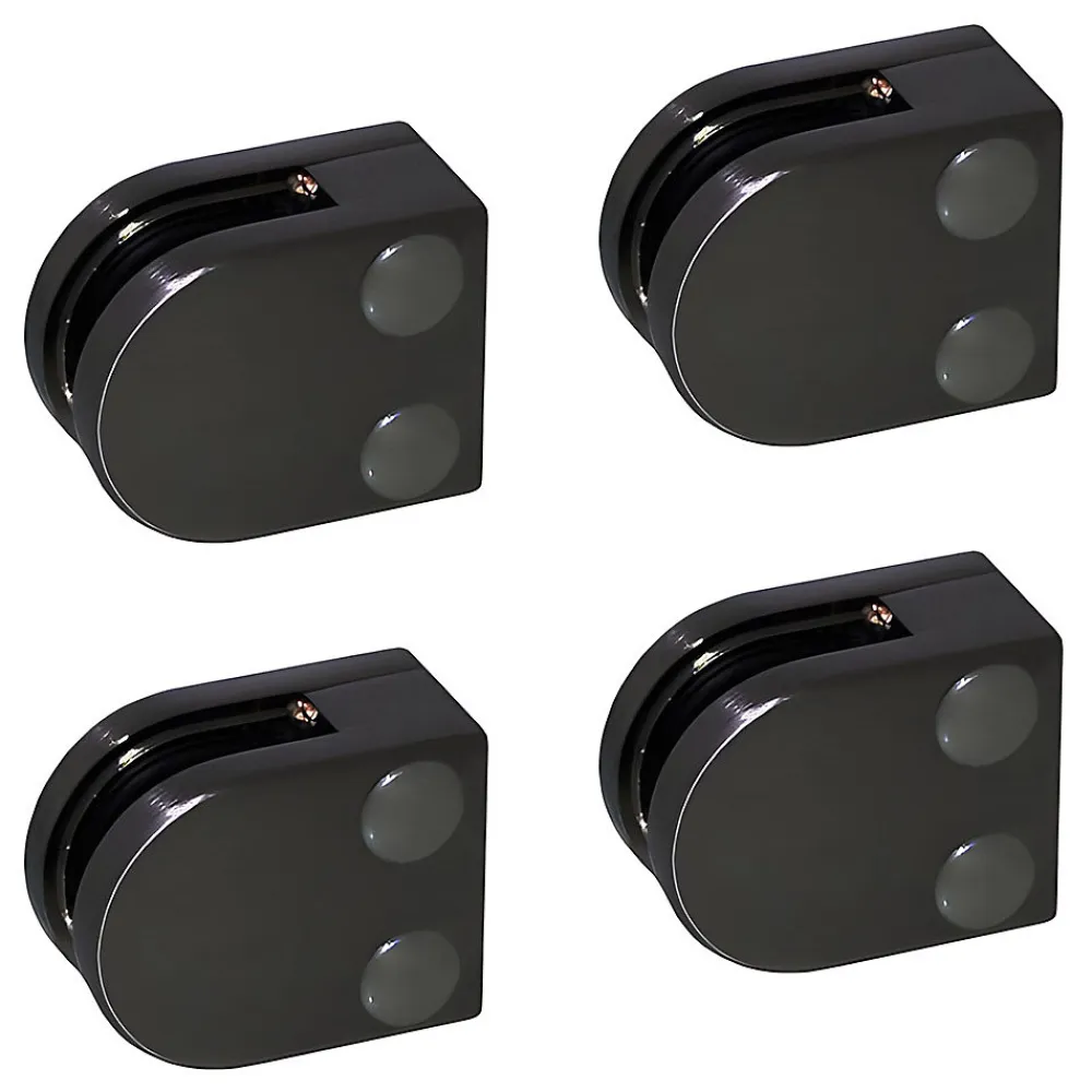 MySystem 4 x Pince à verre plate modèle 00 - Ep. verre 6,76 mm - Inox noir anthracite- Garde-Corps, Balustrade