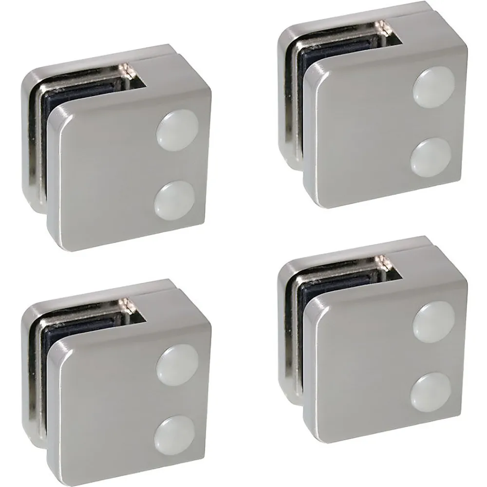 MySystem Garde-Corps, Balustrade<4 x Pince à verre plate modèle 01 - Ep. verre 6 mm - Inox 304 brossé GR320