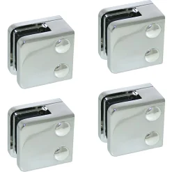 MySystem 4 x Pince à verre plate modèle 01 - Ep. verre 8 mm - Zamak chromé brillant- Garde-Corps, Balustrade