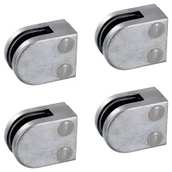 MySystem Garde-Corps, Balustrade<4 x Pince à verre plate modèle 00 - Ep. verre 6 mm - Zamak brut