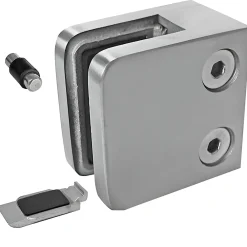 MySystem 4 x Pince à verre plate modèle 21 - Ep. verre 6,76 mm - Inox 304 brossé GR320- Garde-Corps, Balustrade