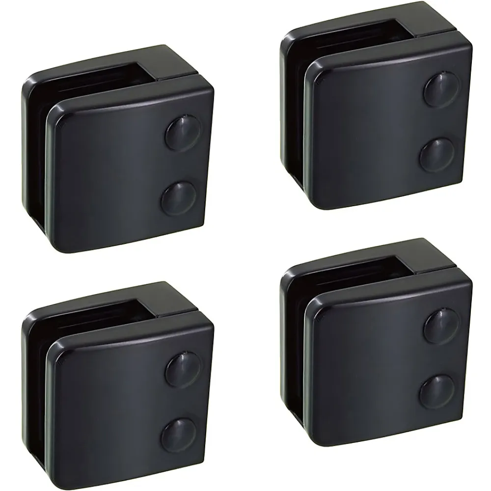MySystem 4 x Pince à verre plate modèle 06 - Ep. verre 10,76 mm - Zamak noir RAL 9005- Garde-Corps, Balustrade