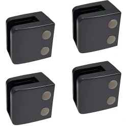 MySystem 4 x Pince à verre plate modèle 06 - Ep. verre 10,76 mm - Inox noir anthracite- Garde-Corps, Balustrade