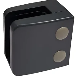 MySystem 4 x Pince à verre plate modèle 06 - Ep. verre 10,76 mm - Inox noir anthracite- Garde-Corps, Balustrade