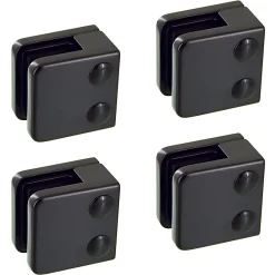 MySystem 4 x Pince à verre plate modèle 01 - Ep. verre 8,76 mm - Zamak noir RAL 9005- Garde-Corps, Balustrade