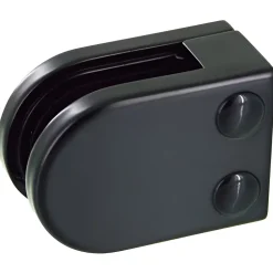 MySystem 4 x Pince à verre plate modèle 02 - Ep. verre 9,52 mm - Zamak noir RAL 9005- Garde-Corps, Balustrade