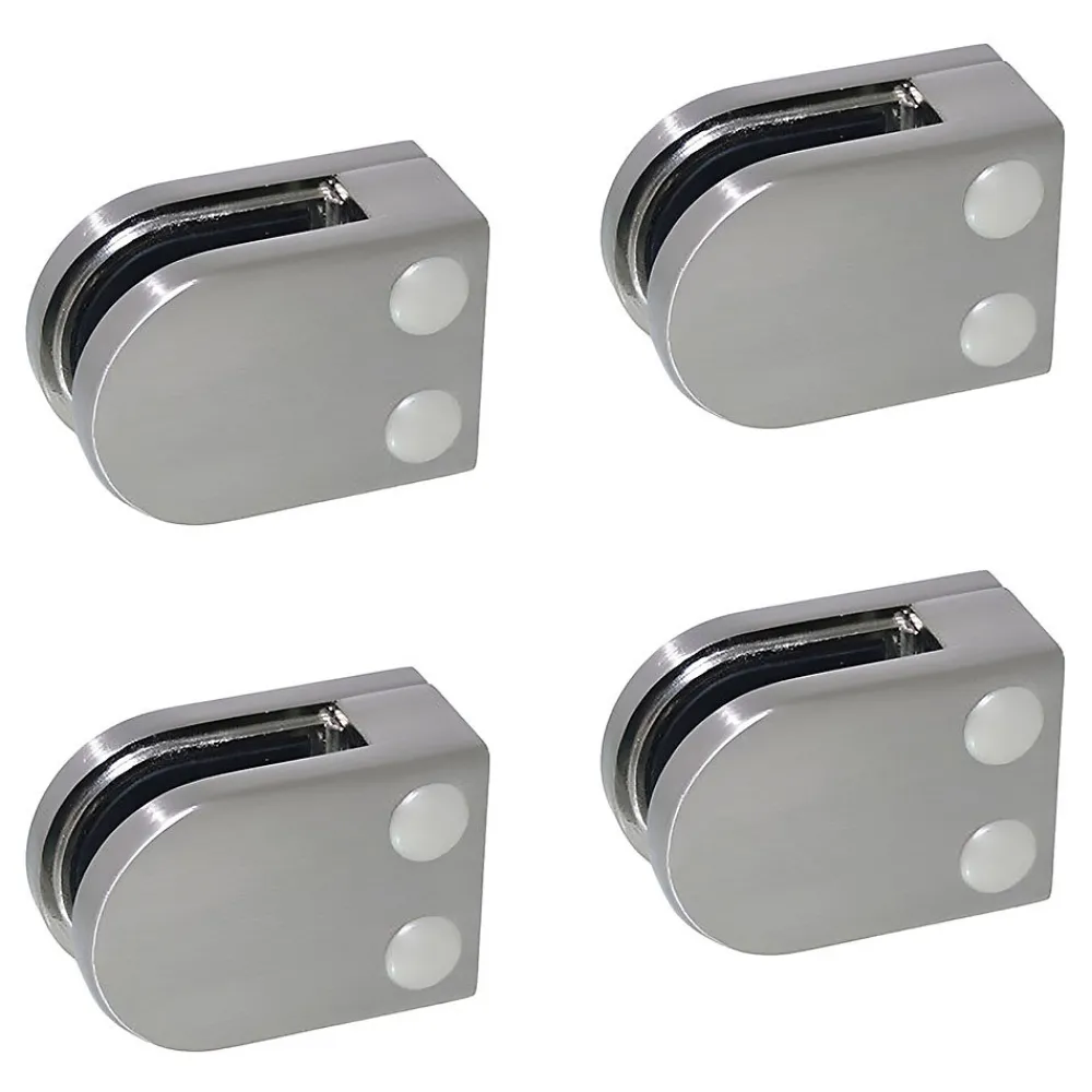 MySystem 4 x Pince à verre plate modèle 02 - Ep. verre 6 mm - Inox 304 brossé GR320- Garde-Corps, Balustrade