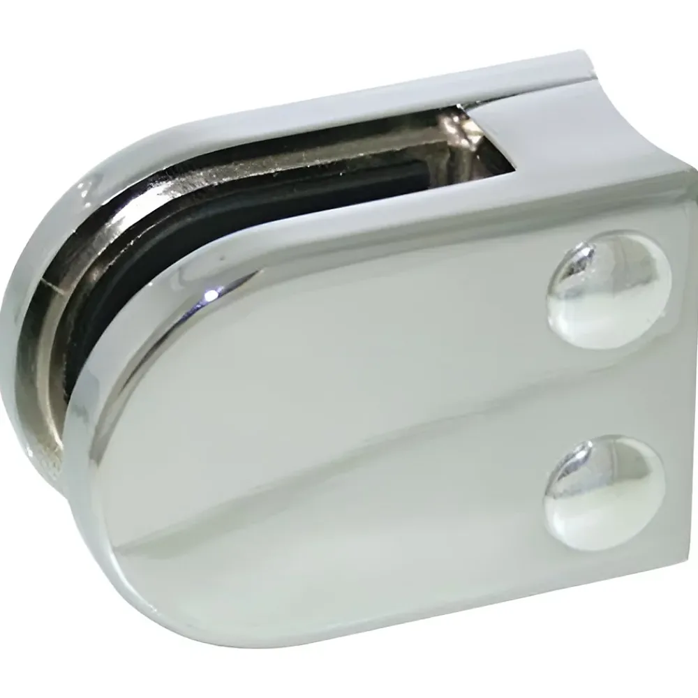 MySystem 4 x Pince à verre pour tube diam. 42,4 modèle 02 - Ep. verre 9,52 mm - Zamak chromé brillant- Garde-Corps, Balustrade