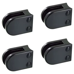 MySystem 4 x Pince à verre pour tube diam. 42,4 modèle 02 - Ep. verre 6 mm - Zamak noir RAL 9005- Garde-Corps, Balustrade