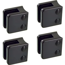 MySystem 4 x Pince à verre pour tube diam. 42,4 modèle 01 - Ep. verre 6,76 mm - Zamak noir RAL 9005- Garde-Corps, Balustrade