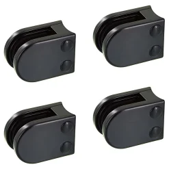 MySystem 4 x Pince à verre pour tube diam. 42,4 modèle 05 - Ep. verre 12,76 mm - Zamak noir RAL 9005- Garde-Corps, Balustrade