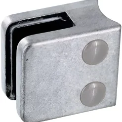 MySystem 4 x Pince à verre pour tube diam. 42,4 modèle 01 - Ep. verre 6,76 mm - Zamak brut- Garde-Corps, Balustrade