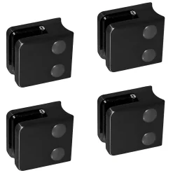 MySystem 4 x Pince à verre pour tube diam. 42,4 modèle 06 - Ep. verre 9,52 mm - Inox noir anthracite- Garde-Corps, Balustrade