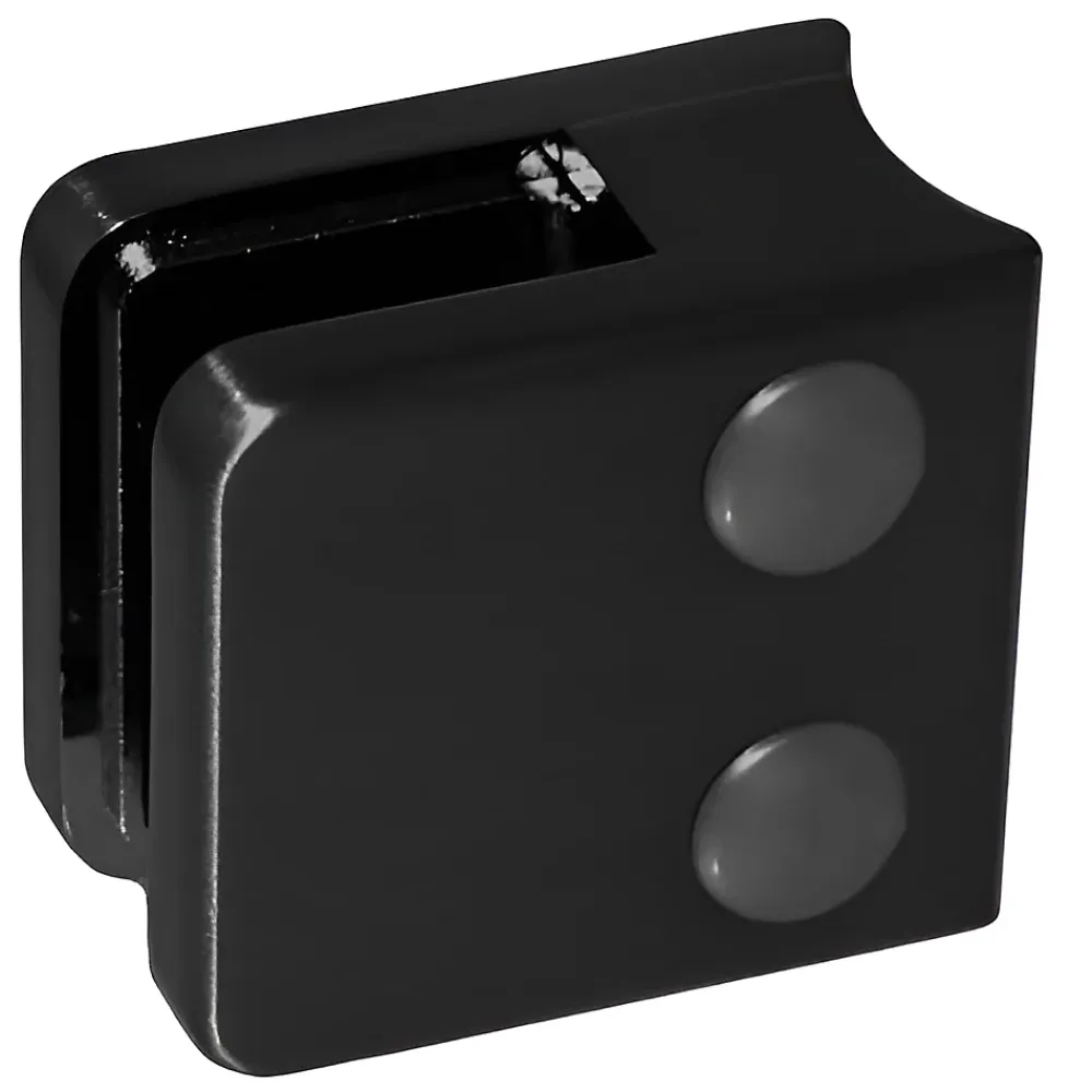 MySystem 4 x Pince à verre pour tube diam. 42,4 modèle 06 - Ep. verre 9,52 mm - Inox noir anthracite- Garde-Corps, Balustrade