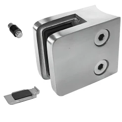 MySystem Garde-Corps, Balustrade<4 x Pince à verre pour tube diam. 42,4 modèle 21 - Ep. verre 6 mm - Inox 304 brossé GR320