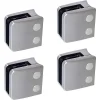 MySystem 4 x Pince à verre pour tube diam. 42,4 modèle 06 - Ep. verre 12,76 mm - Inox 316 brossé GR320- Garde-Corps, Balustrade