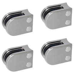 MySystem 4 x Pince à verre pour tube diam. 42,4 modèle 05 - Ep. verre 12 mm - Inox 316 brossé GR320- Garde-Corps, Balustrade