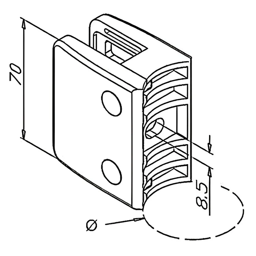 MySystem Garde-Corps, Balustrade<4 x Pince à verre pour tube diam. 48,3 modèle 04 - Ep. verre 9,52 mm - Zamak aspect inox brossé