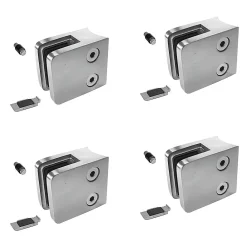 MySystem Garde-Corps, Balustrade<4 x Pince à verre pour tube diam. 42,4 modèle 21 - Ep. verre 6,76 mm - Inox 304 brossé GR320