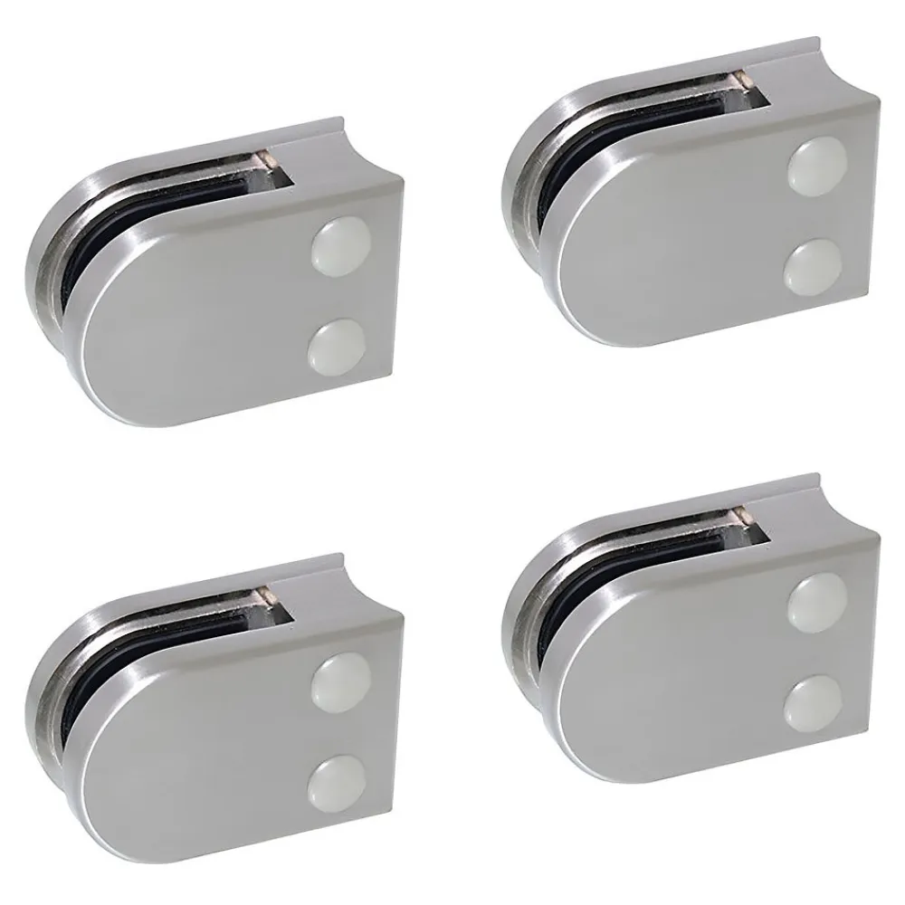 MySystem Garde-Corps, Balustrade<4 x Pince à verre pour tube diam. 42,4 modèle 02 - Ep. verre 10 mm - Zamak aspect inox brossé