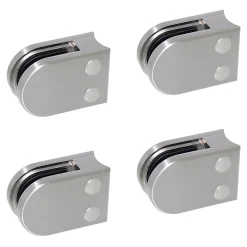 MySystem Garde-Corps, Balustrade<4 x Pince à verre pour tube diam. 42,4 modèle 02 - Ep. verre 6 mm - Zamak aspect inox brossé